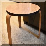 F15. 2 Small round wooden side tables. 17”h x 15”w 